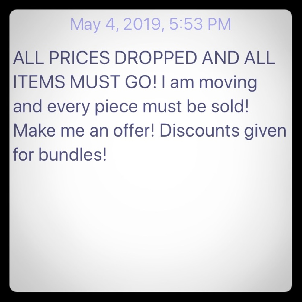 ALL ITEMS MUST BE SOLD